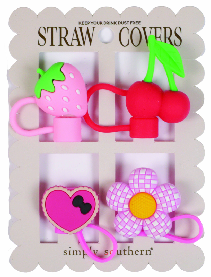 Pink Berry Straw Covers