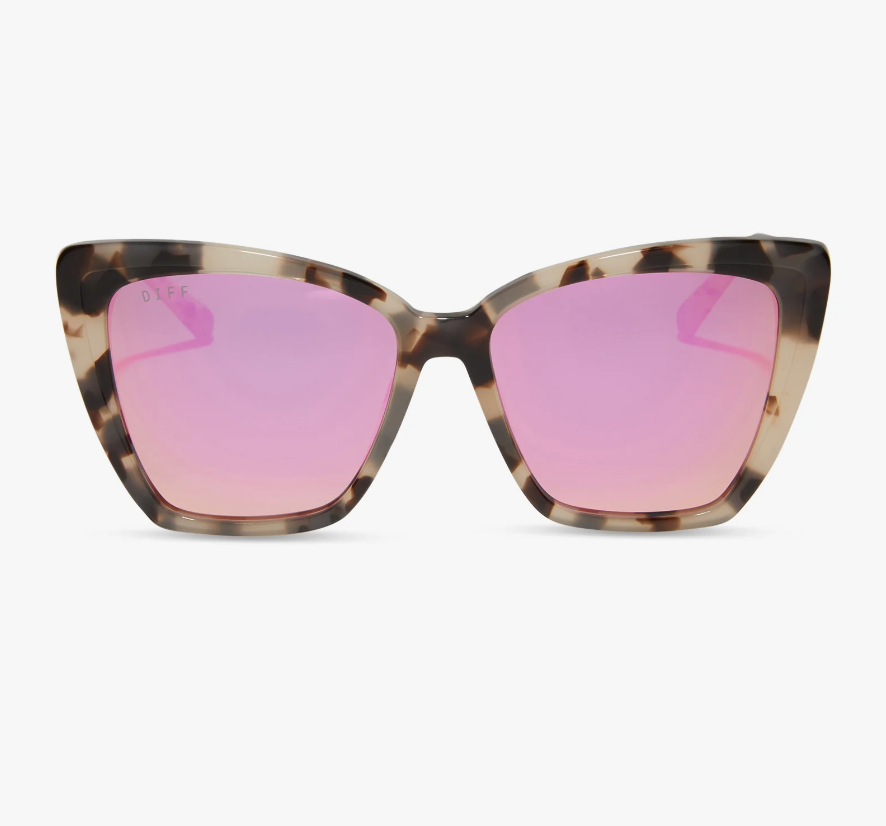 BECKY II Cream Tortoise Pink Mirror Sunglasses CT-PK30