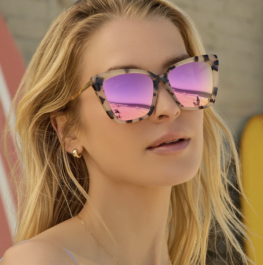 BECKY II Cream Tortoise Pink Mirror Sunglasses CT-PK30