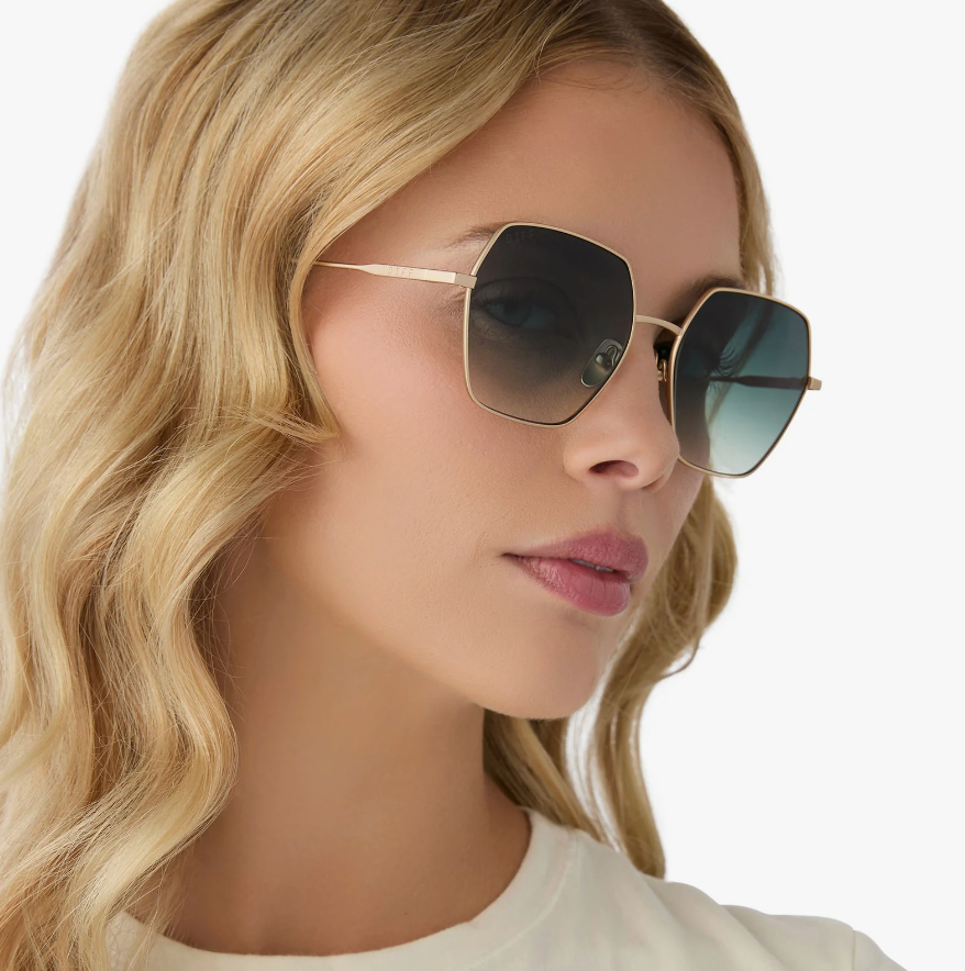 HARLOWE Hexagon Matte Gold Sunglasses DE01-0467-GLFGN