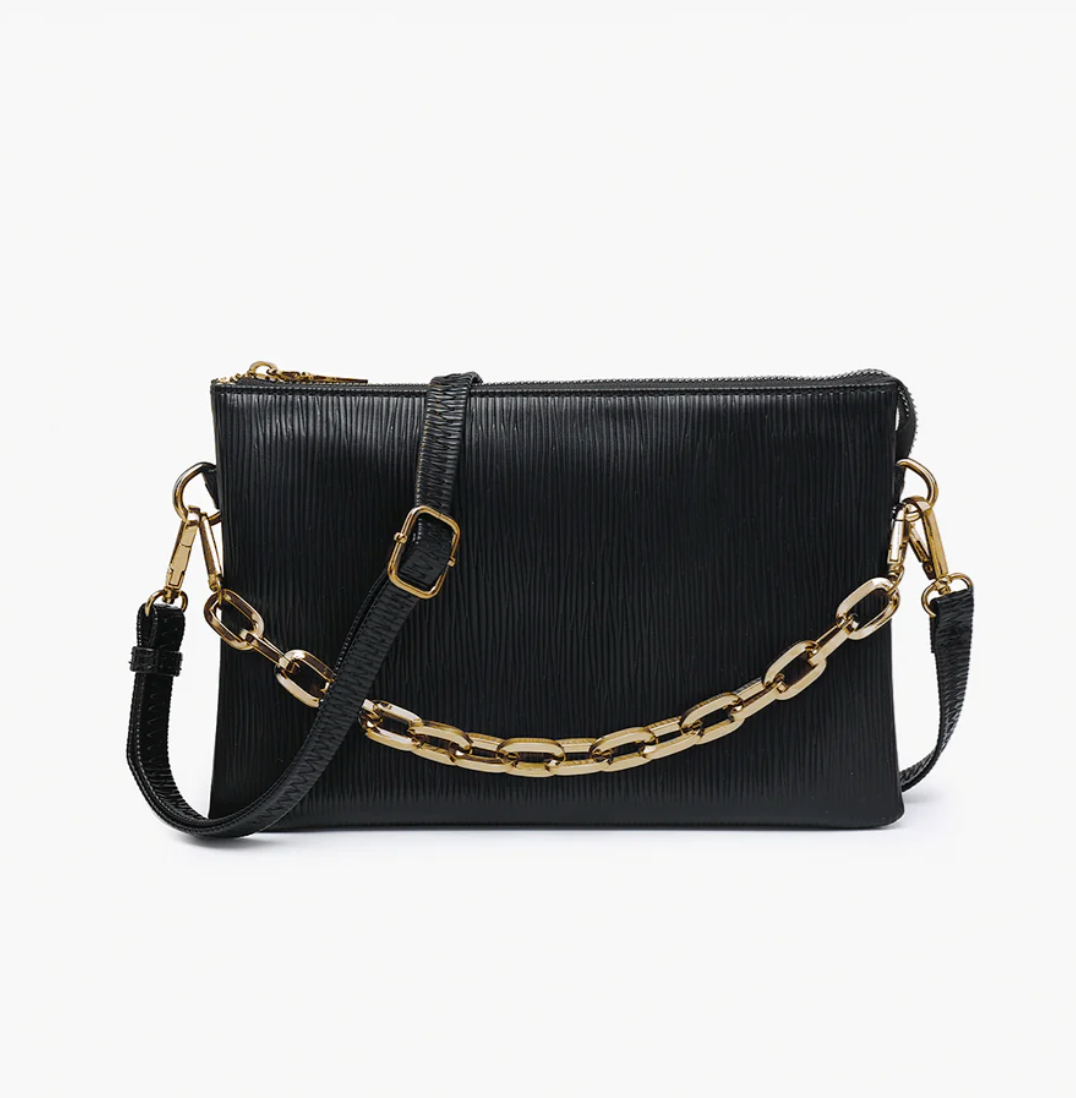 Izzy Black Textured Crossbody