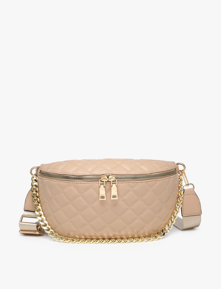 Sylvie Quilted Belt Bag in Nude