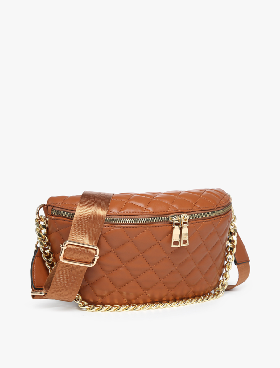 Sylvie Quilted Belt Bag in Nude