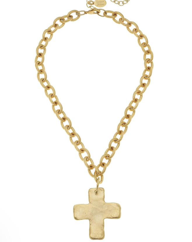 Susan Shaw Gold Solid Cross Necklace