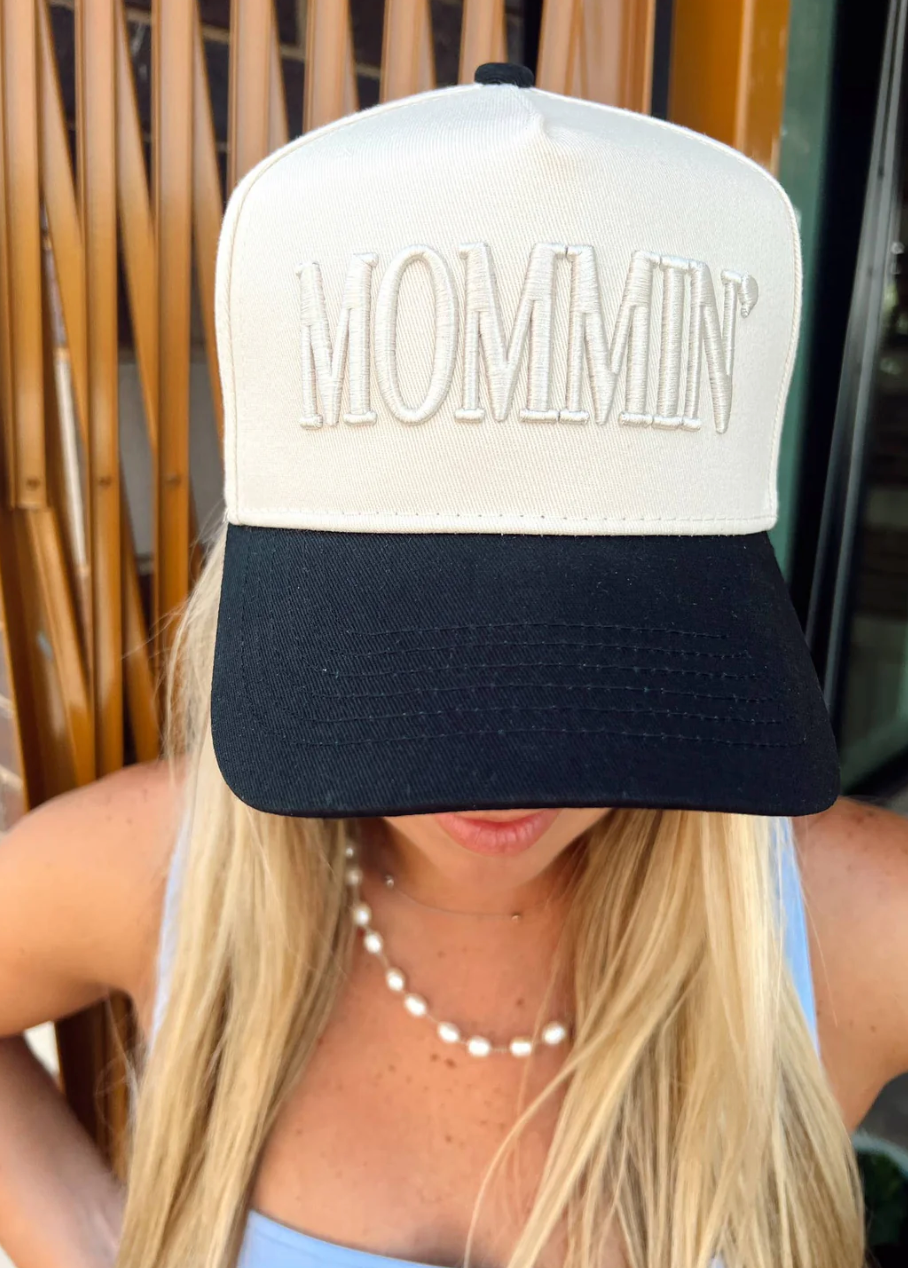 Mommin' Black Trucker Cap
