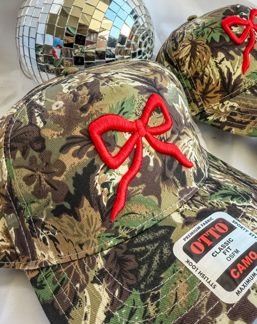 Red Bow Camo Cap