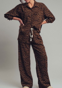 Casual Outing Leopard Pant Set