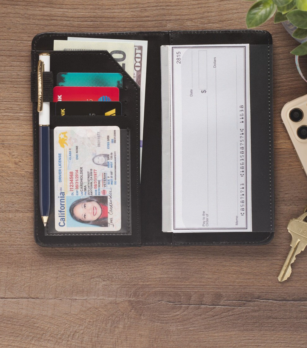 Under His Wings Pink Faux Leather Checkbook Wallet