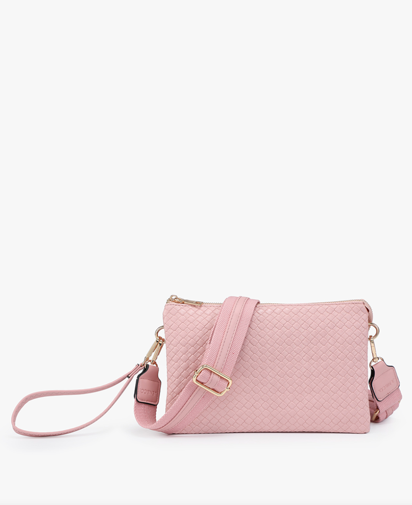 Izzy Diagonal Woven Crossbody in Baby Blue