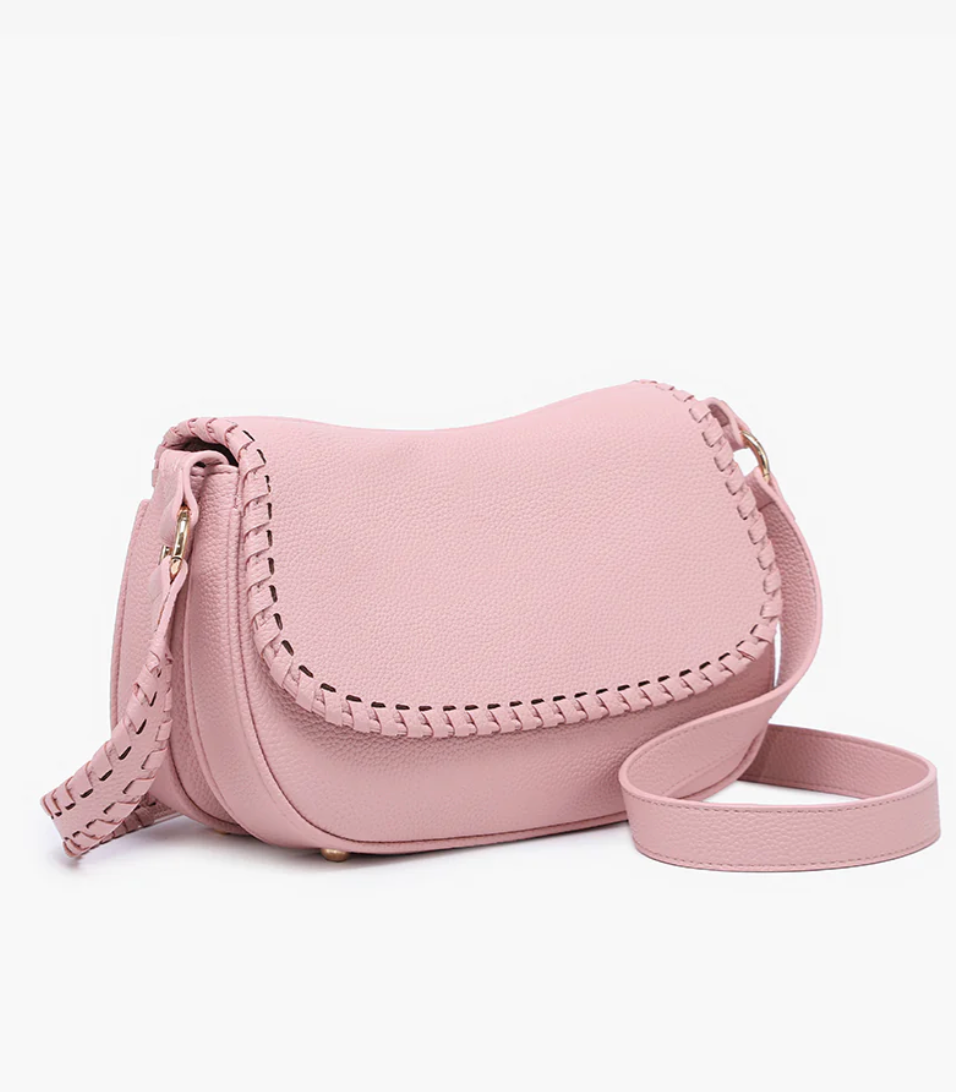 Daia Whipstitch Flapover Crossbody in Off-White