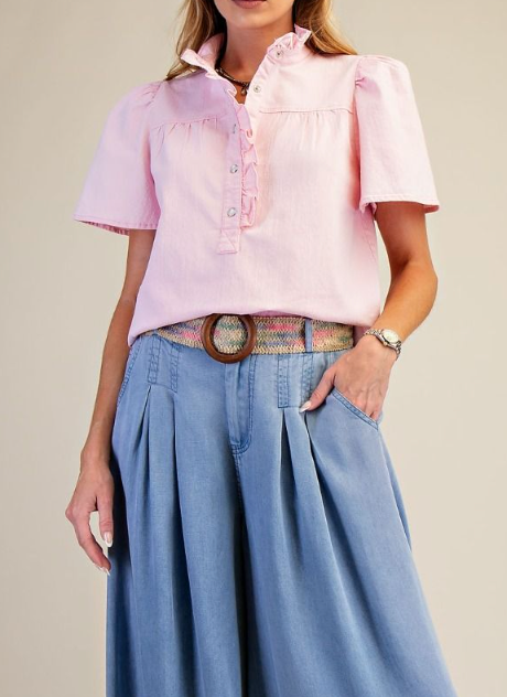 Sweet Day Pearl Snap Top in Pink