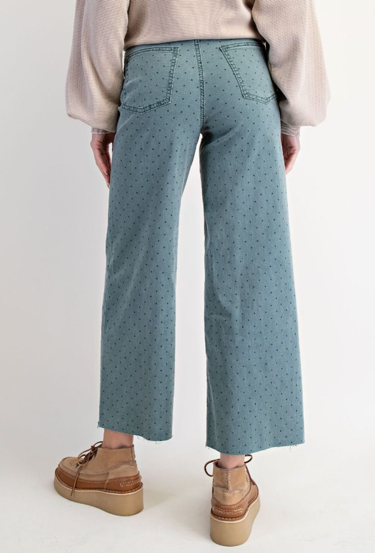 Polkadot Printed Pants in Teal