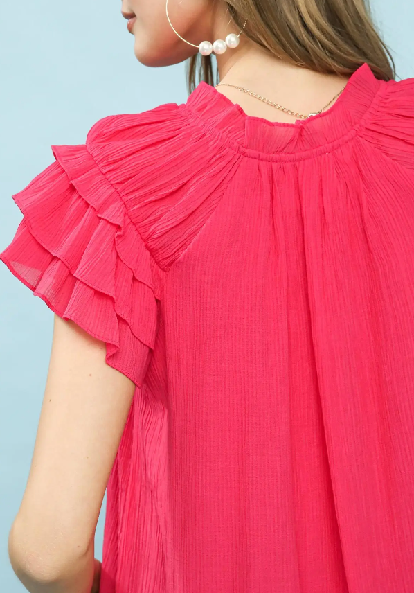 Lovely Lady Ruffle Top in Fuchsia