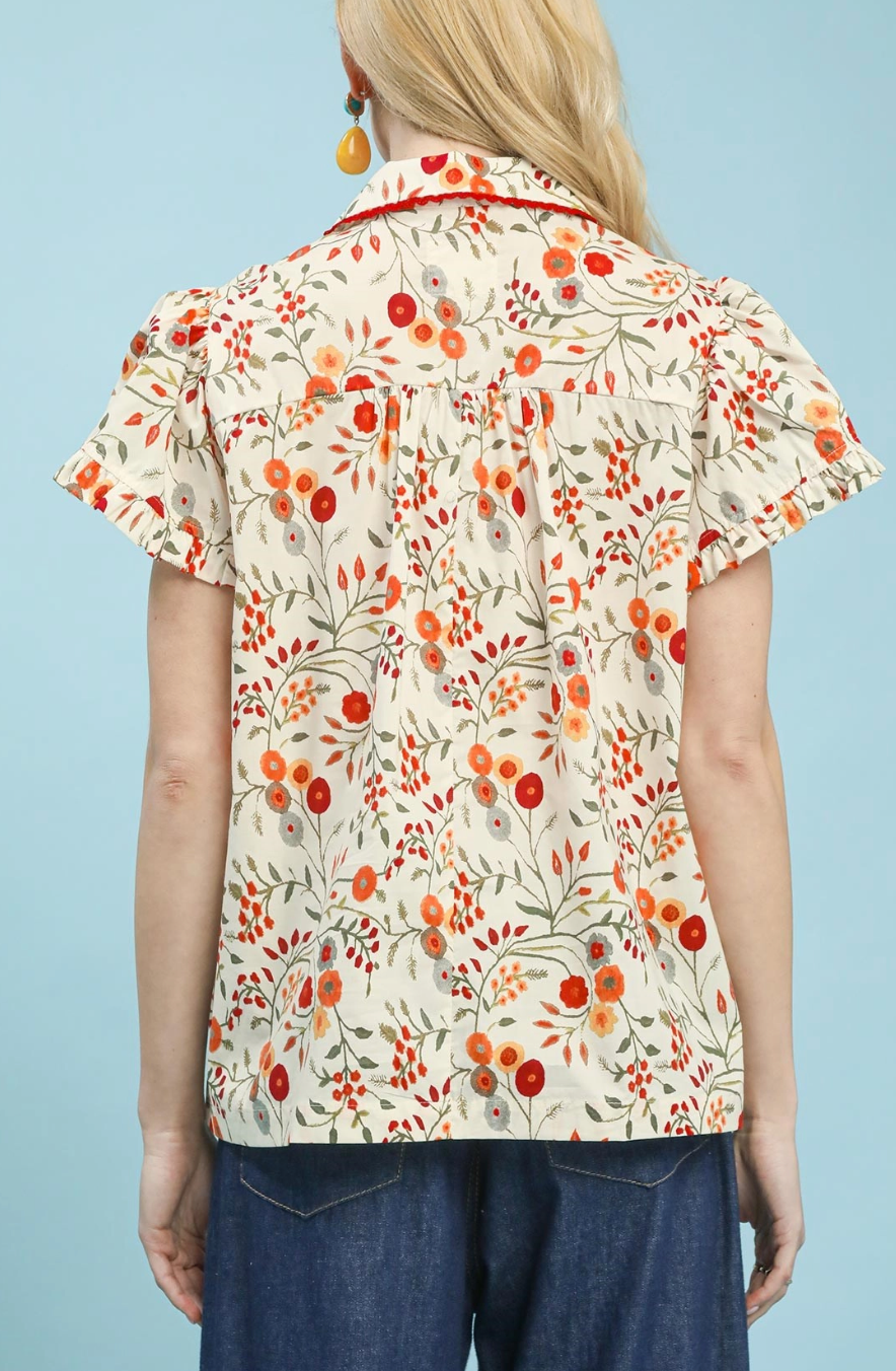Mix of Florals Cream Top