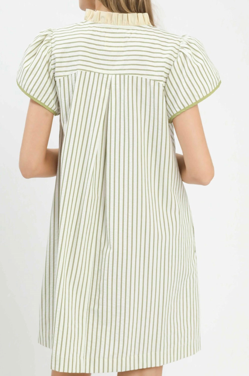 Lovely Moment Green Striped Dress