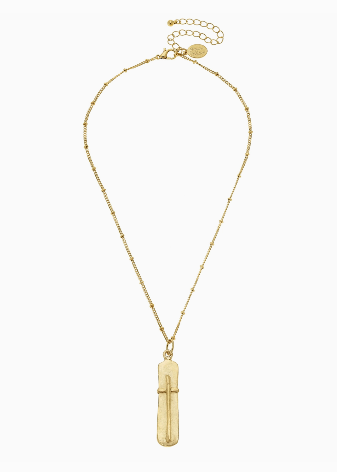 Susan Shaw Dainty Gold Bar Cross Necklace