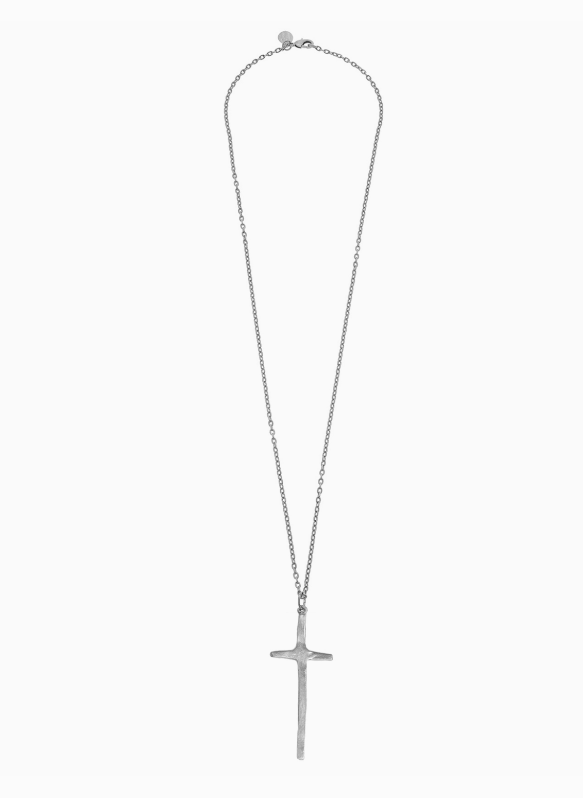 Susan Shaw Silver Elongated Cross Long Necklace