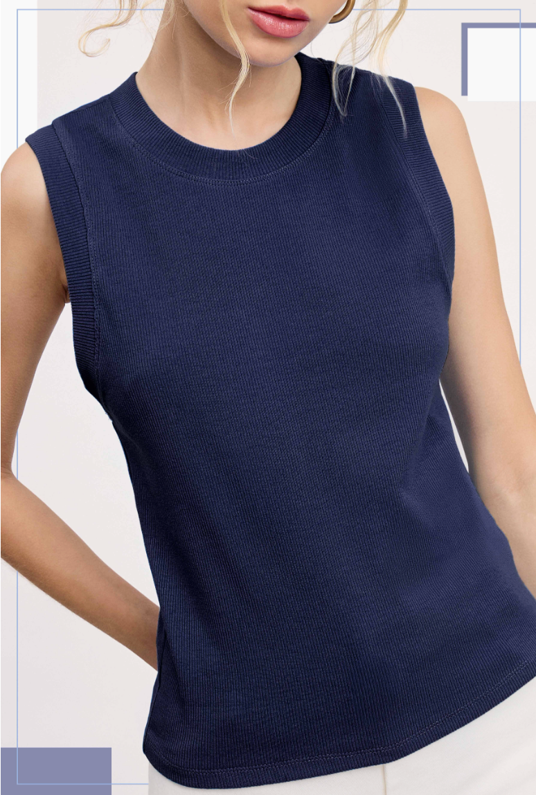 Essential Piece Tank Top in Navy