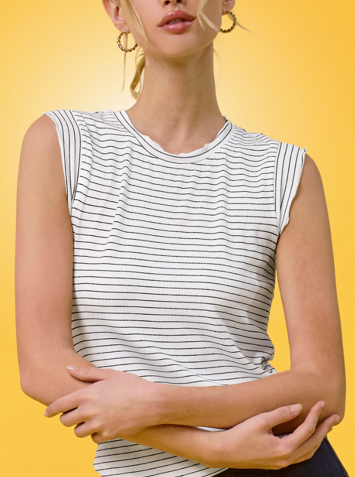 Effortless Ease Striped Tank Top in Off-White