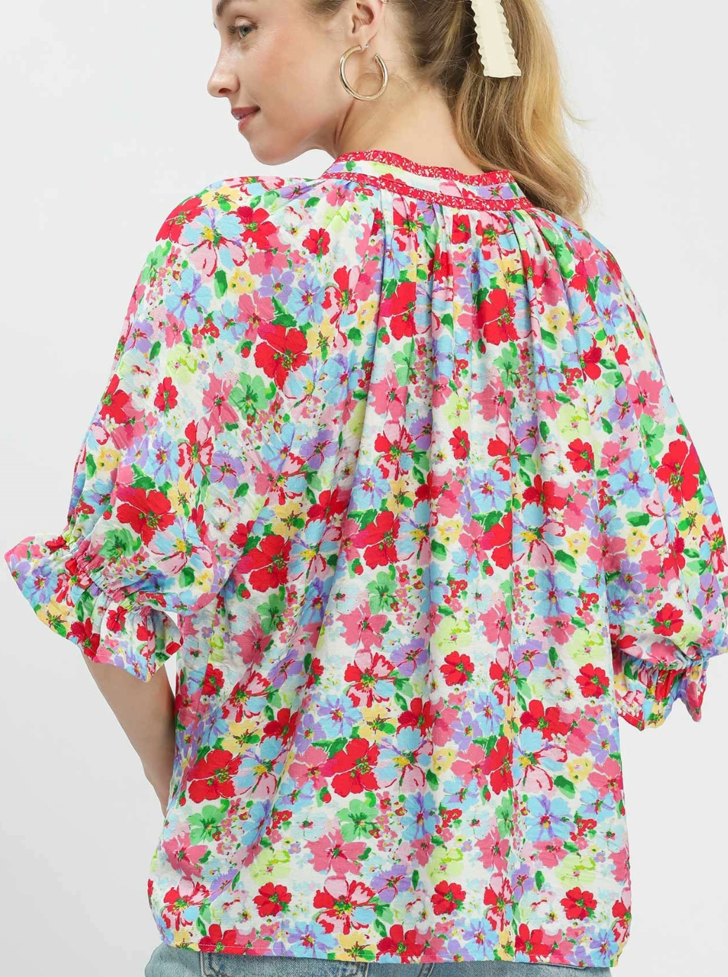 Floral Garden Top in Red Mix