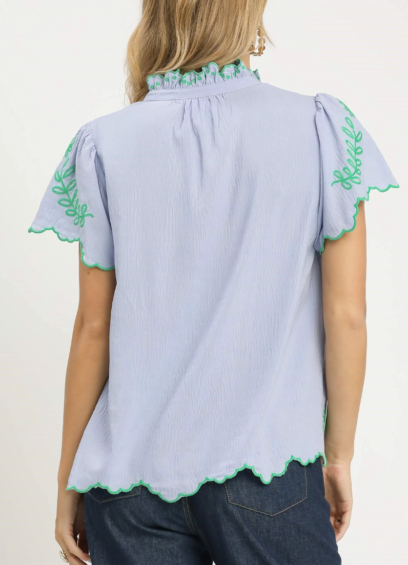 Petal Kissed Top in Misty Blue