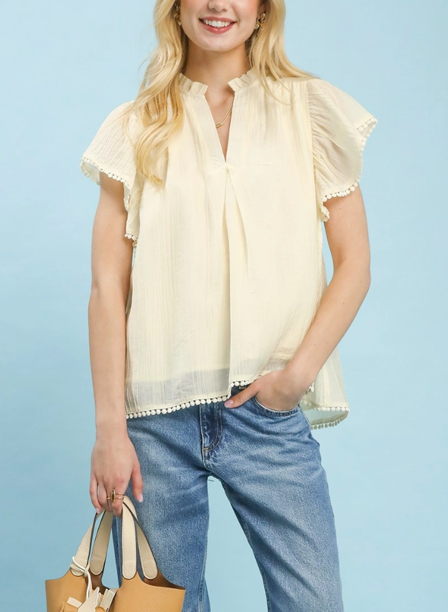 Faithful Flutter Top in Cream