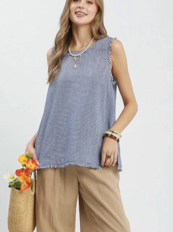Summer Stripes Top in Denim Blue