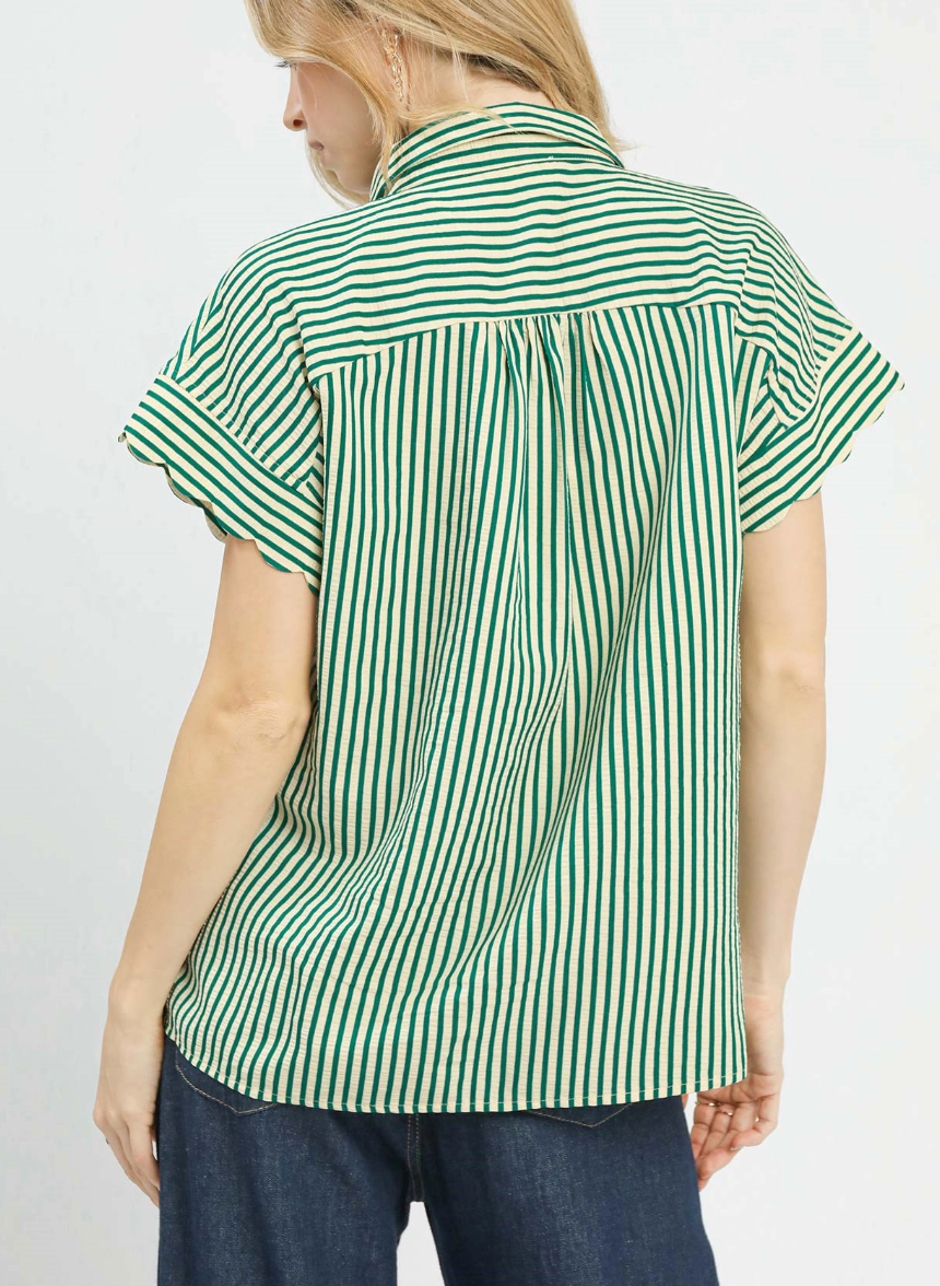 Summer Fields Striped Top in Green