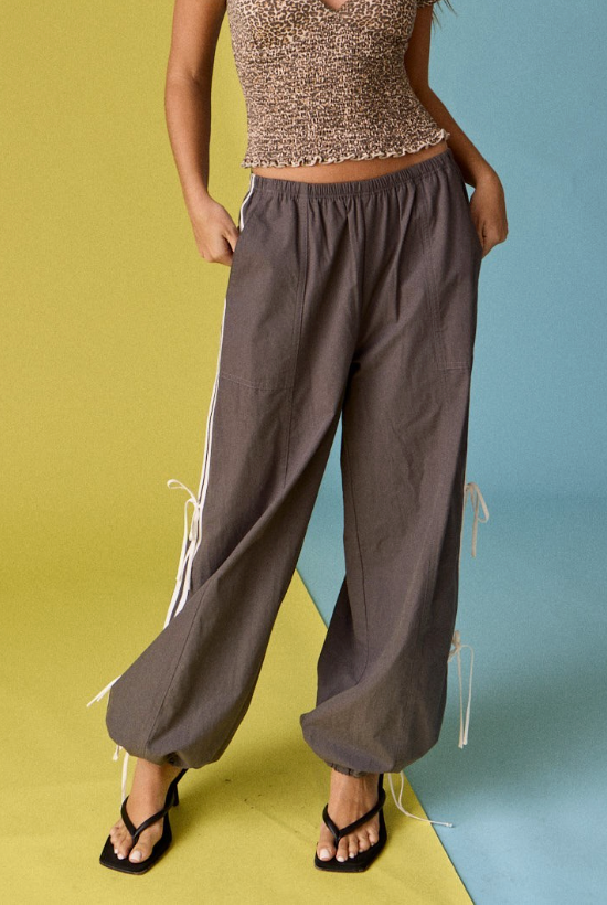 Callie Athletic Stripe Pants in Charcoal