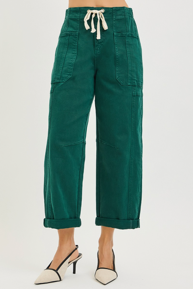 Ellie Hunter Green Barrel Pant by Risen