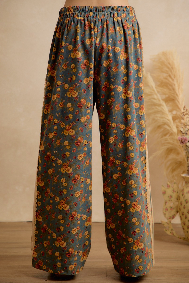 Floral State of Mind Lace Trim Pant