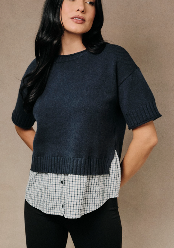 Elevated Ease Sweater Top in Navy
