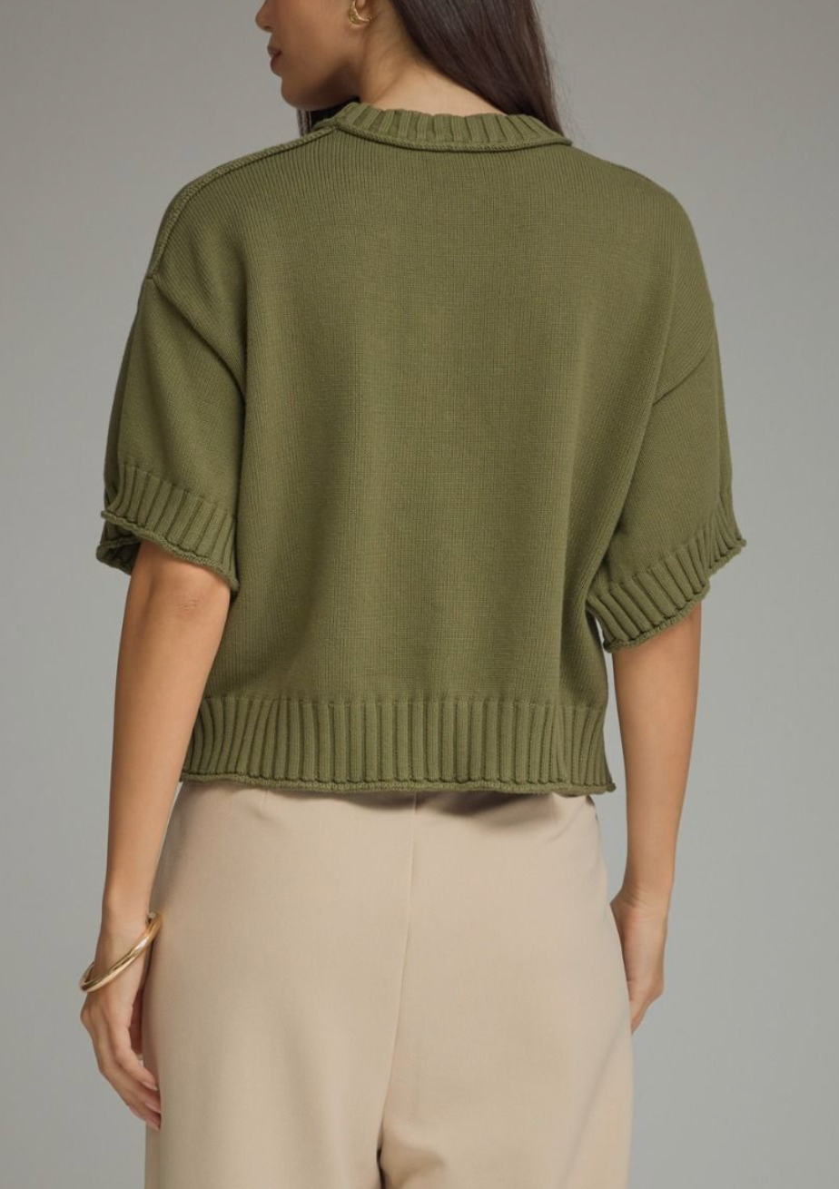 Downtown Cozy Sweater Top in Olive