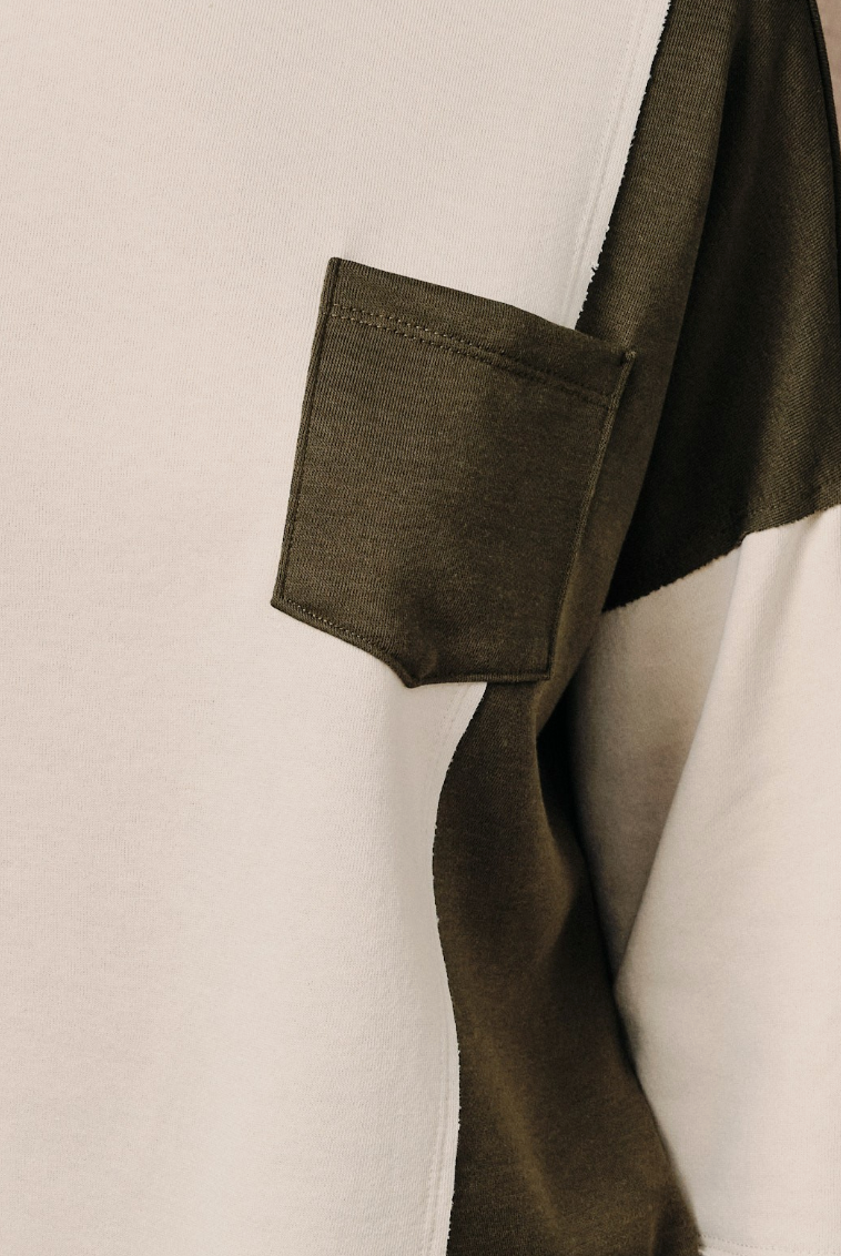 Off Duty Colorblock Top in Cream-Olive
