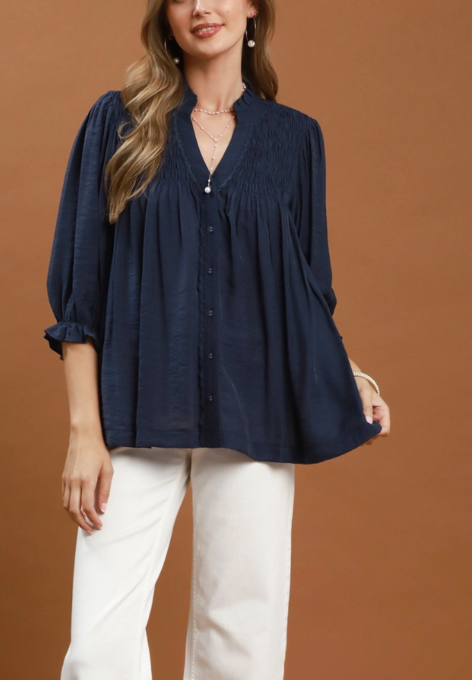 Autumn Happenings Top in Navy