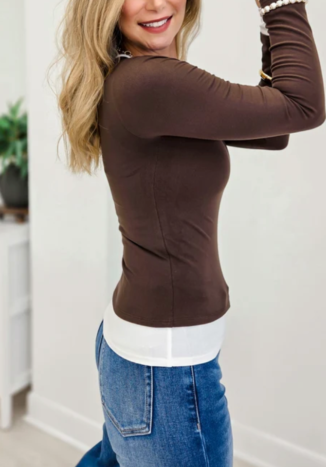 Lovely Layered Top in Taupe