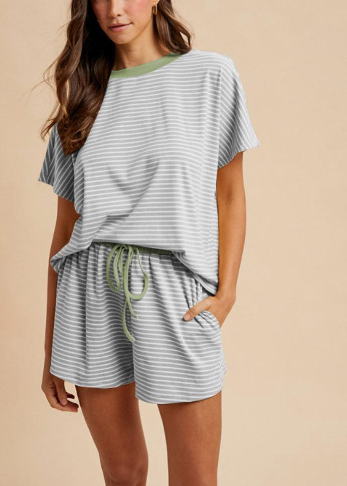 Coffee Run Shorts Set in Heather Grey