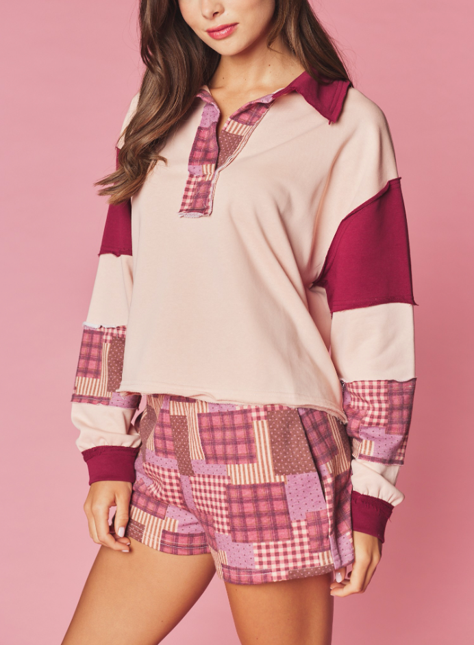 Cabin Morning Patchwork Inspired Shorts Set