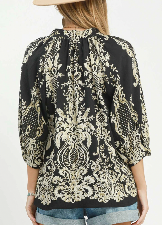 Bold Boho Blouse in Black