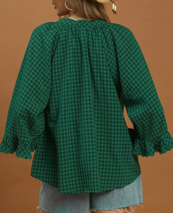 Emerald Fields Plaid Blouse