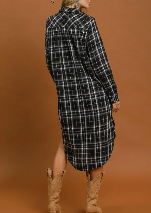 Midnight Montana Shirt Dress in Black Plaid