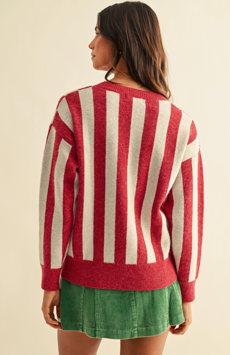 Vintage Christmas Tree Striped Sweater