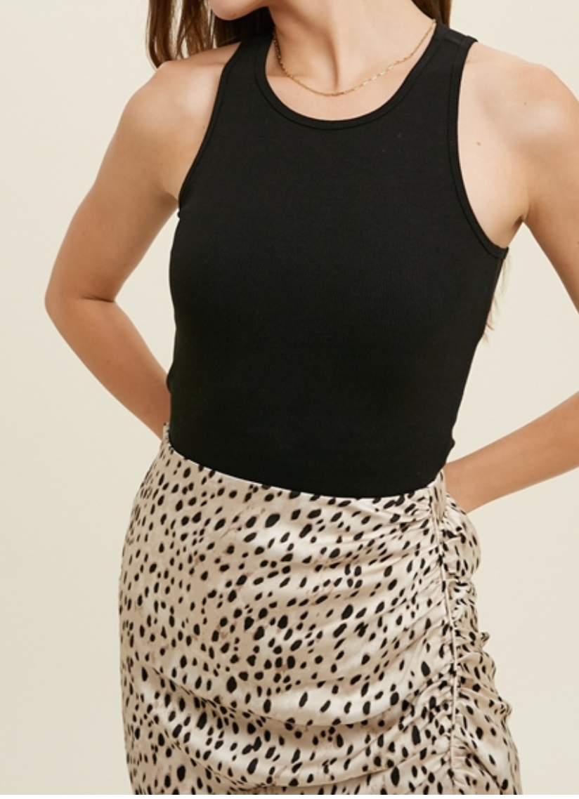 Nora Cropped Tank with Bra Insert in Black