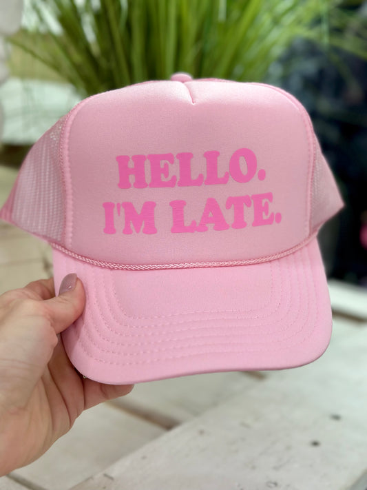 Hello I'm Late Cap in pink