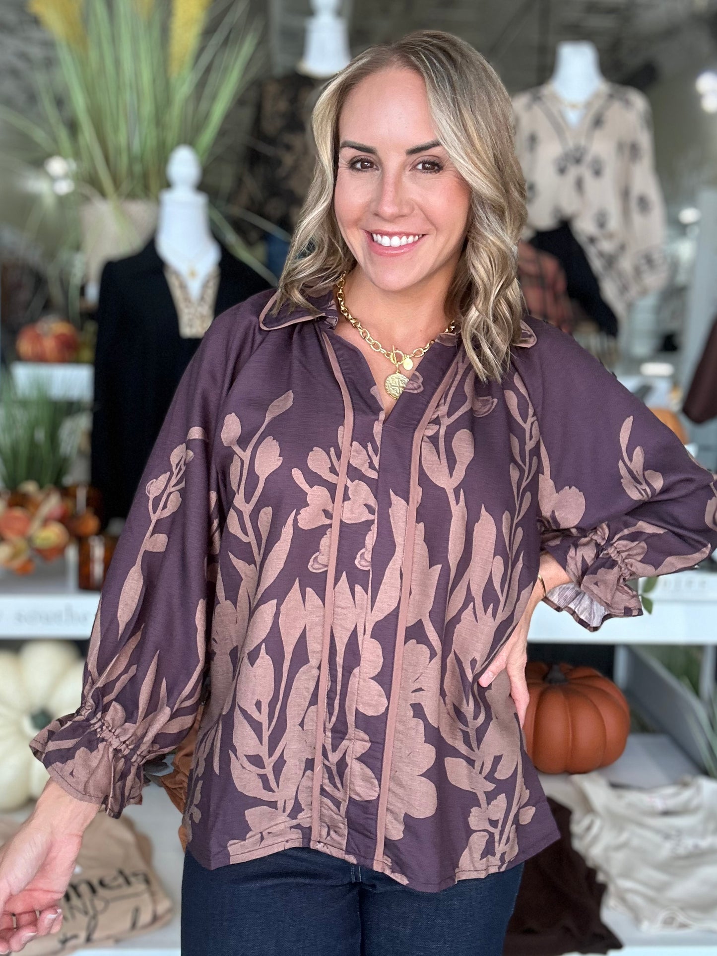 NEW! Simply Charming Top in Deep Maroon