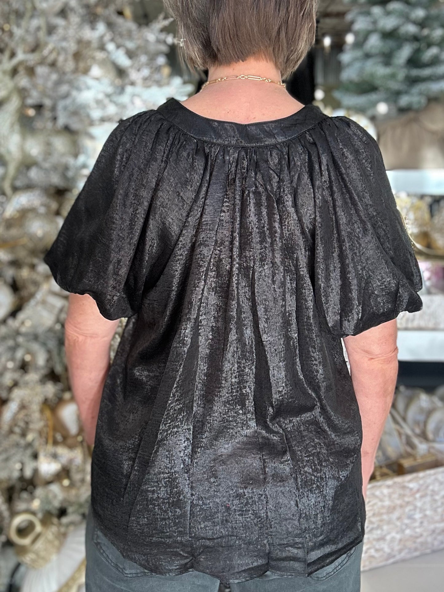 NEW! Merry in Metallic Top in Black