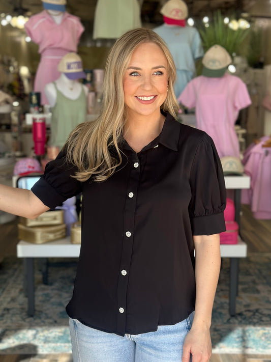 Pretty With Pearls Top in Black