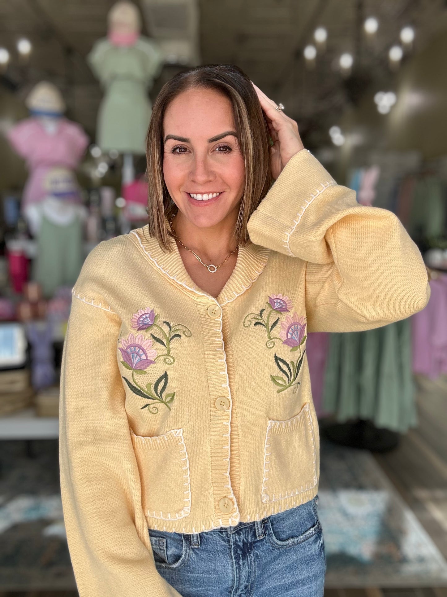 Meadow Bloom Sweater in Yellow
