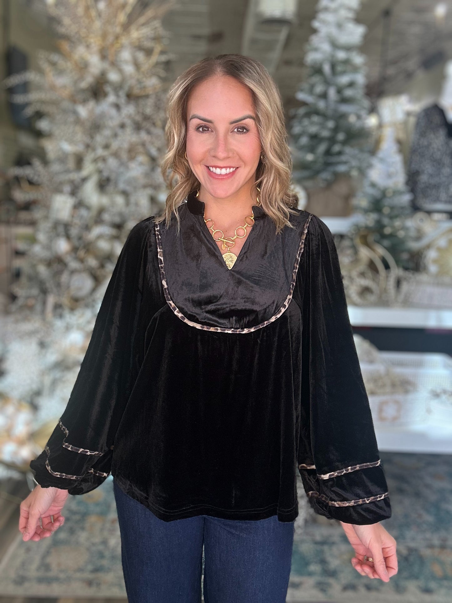 NEW! Holiday Charm Velvet Top in Black