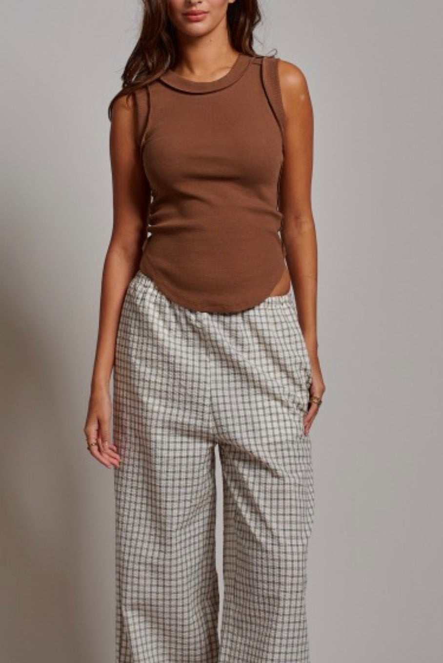 Ribbed Summer Tank in Brown